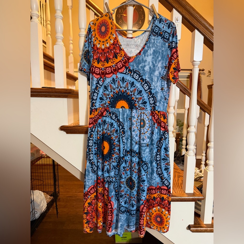 Bohemian Blue and Orange Dress